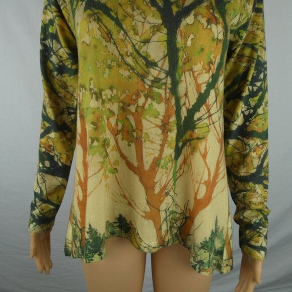 Soft Surroundings Anabel Tunic Blouse Watercolor Trees Forest Sunset PXS Thermal - Picture 4 of 9